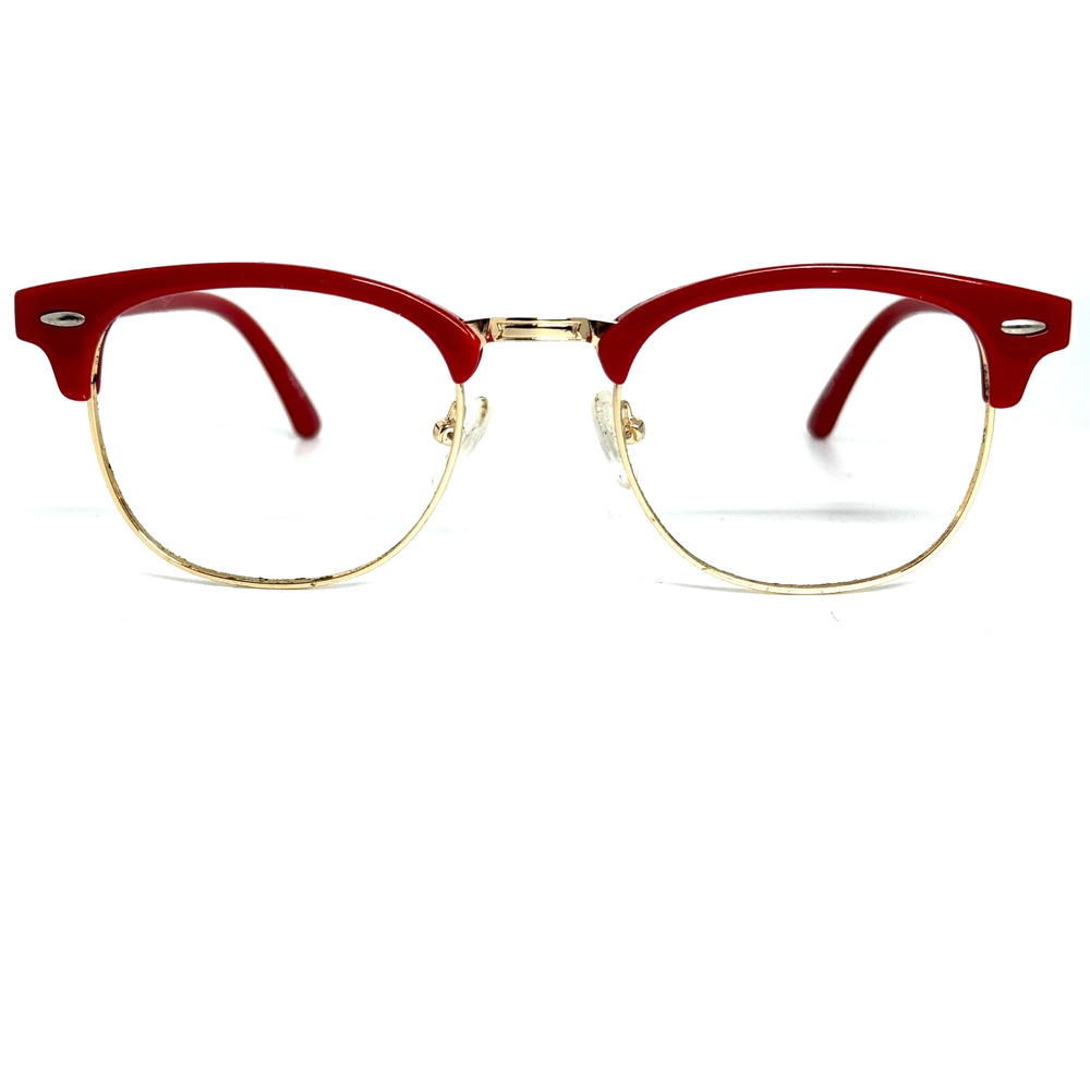 Zenni Metal Eyeglasses 158718 Designer Red Gold Half Rim Frames Only H17435
